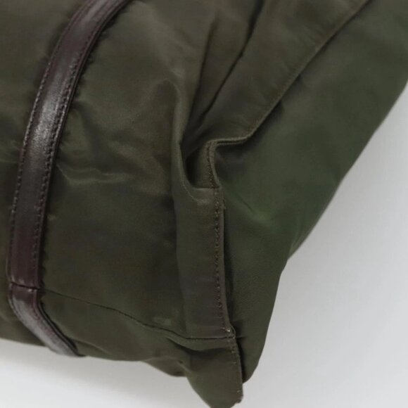 PRADA Shoulder Bag Nylon Khaki Silver Auth bs25613 - Picture 5 of 16